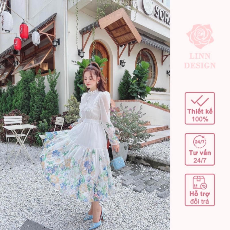 Váy hoa dài tay La Belle Dress