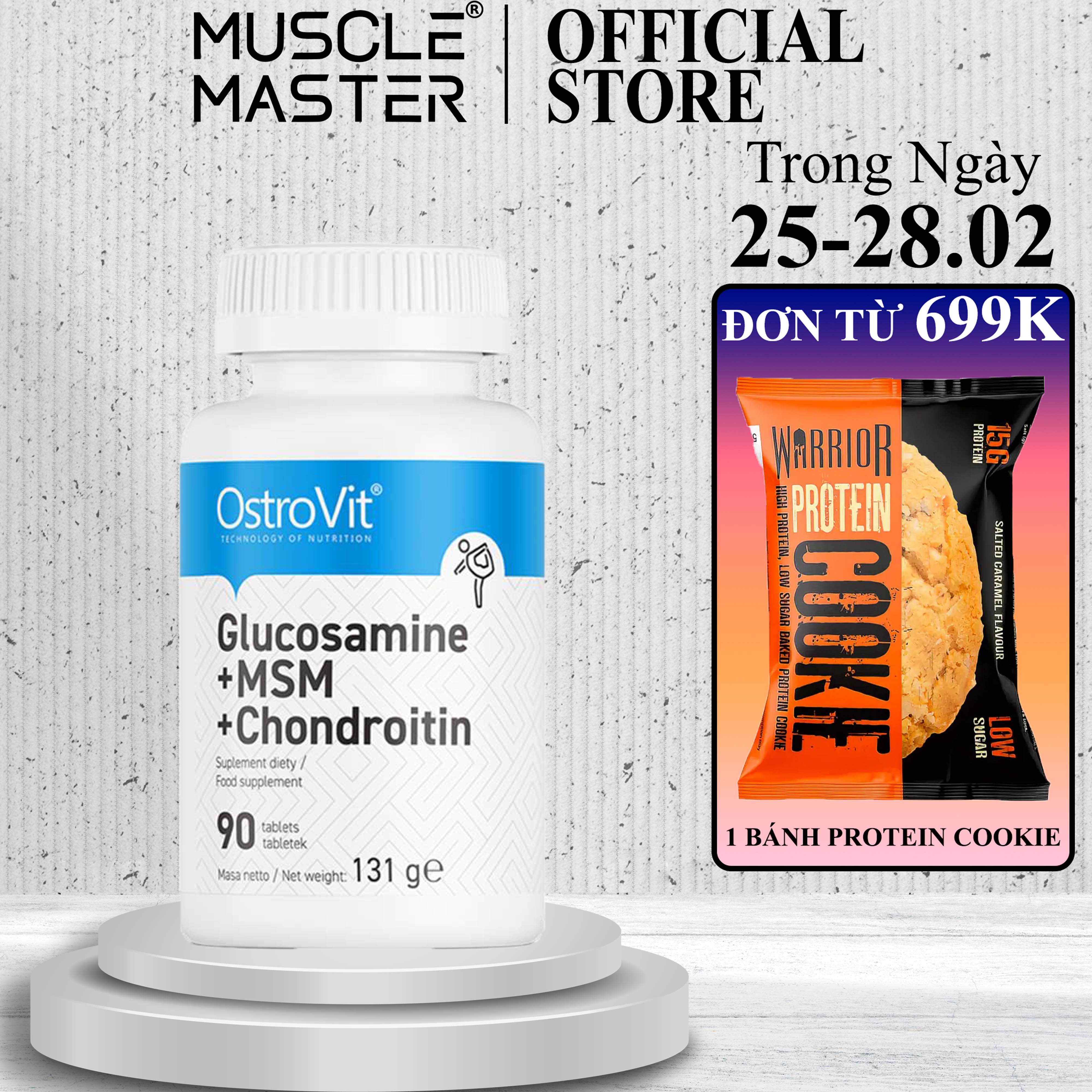 Thực Phẩm Bổ Sung Sụn Khớp Ostrovit Glucosamine + MSM + Chondroitin 90 Viên