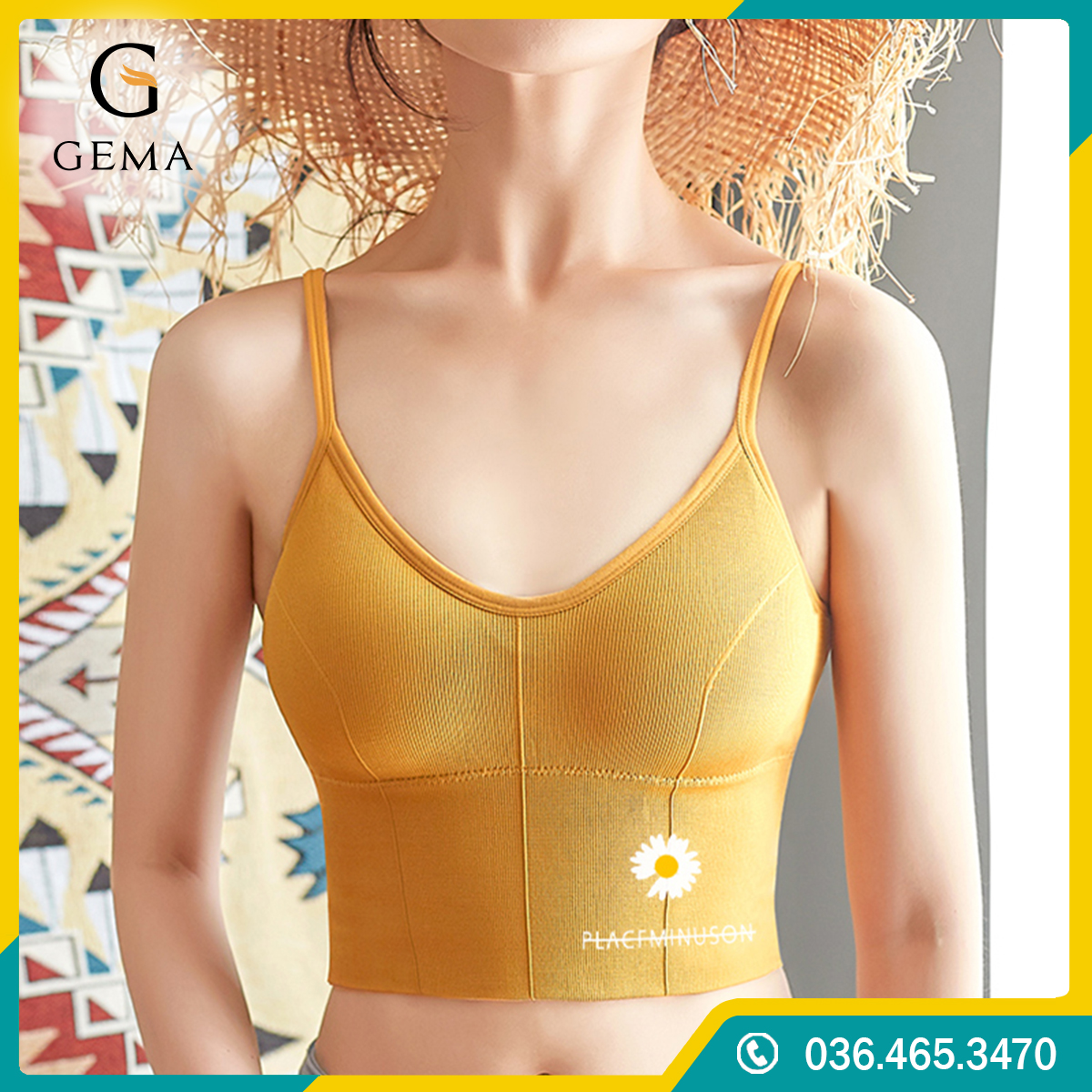 Áo bra 2 dây hoa cúc tập gym, bra tập gym hoa cúc siêu hot