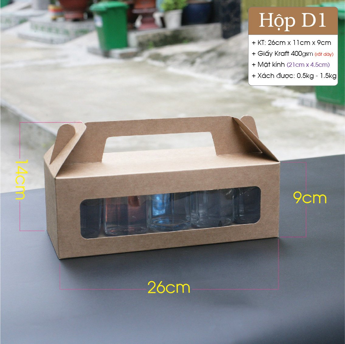 25 cái - Hộp D1 - Hộp giấy kraft đựng 10 hũ yến 100ml,80ml,70ml đựng quà tặng thực phẩm