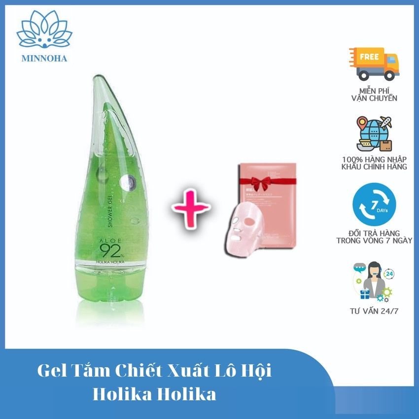 [Freeship+Quà 15k]Gel tắm dưỡng da chiết xuất lô hội Holika Holika 250ml nuôi dưỡng làn da khỏe mạnh từ sâu bên trong Minnoha Store