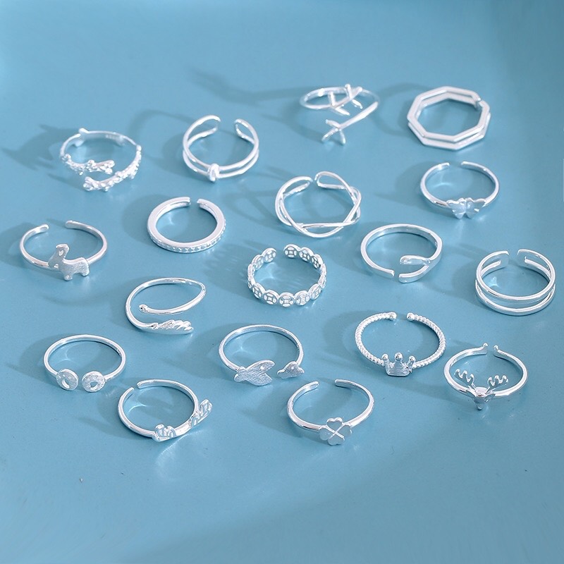 Nhẫn xi bạc kiểu hở style dễ thương phong cách Hàn Quốc
