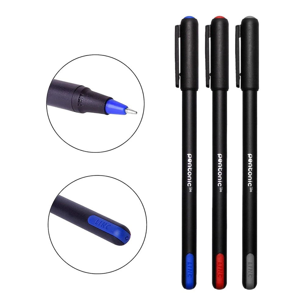 Combo 5 bút gel linc pentonic 856 ngòi 0.6mm mực xanh, đen, đỏ, tím - mực ra đều, êm trơn