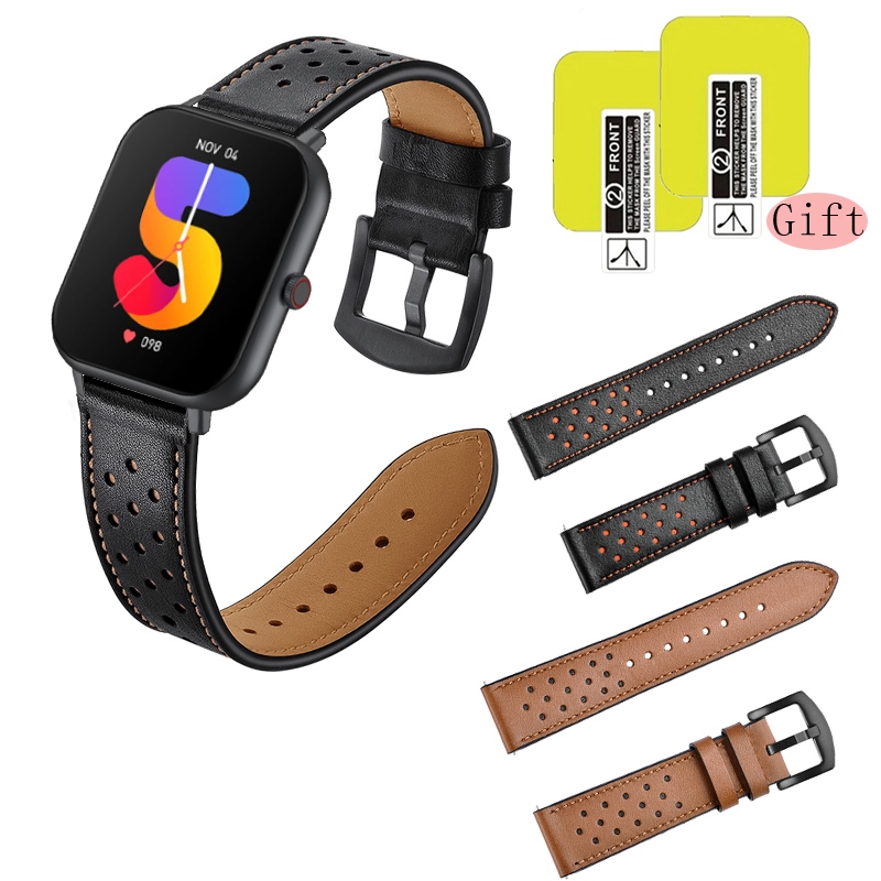 ☇☎ Pasek ze skóry naturalnej dla Zeblaze Btalk Lite smartband z zegarkiem wymień paski na Zeblaze Btalk folia ochronna na ekran Lite Film