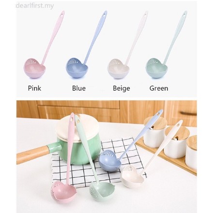 Combo 2 Muôi muỗng thủng múc canh, múc lẩu lúa mạch 2 in 1 tiện lợi