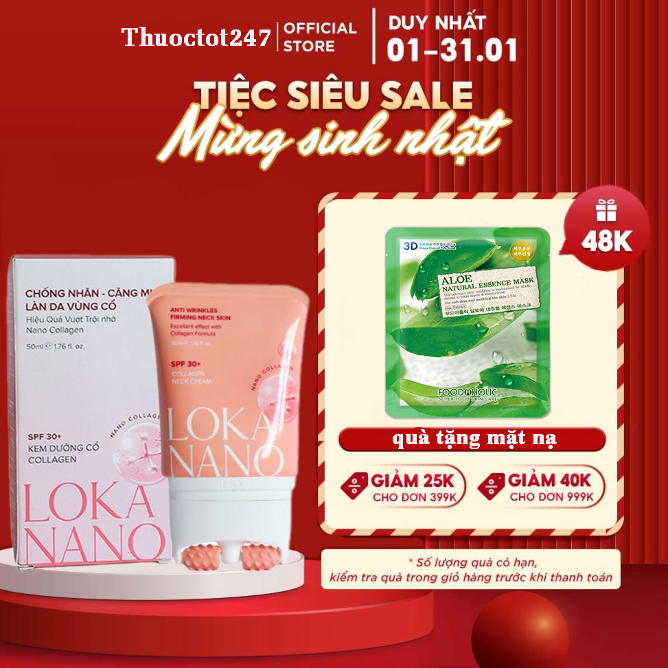  Kem Dưỡng Da Cổ LOKA NANO 50ML - Làm trắng da dưỡng ẩm cho da cổ săn chắc 