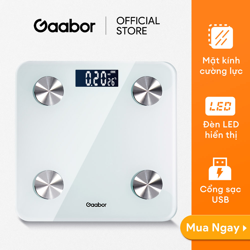 SALE NĂM MỚI Cân điện tử thông minh Gaabor GWS-M02A cân sức khỏe kết nối bluetooth phân tích 20 chỉ số cơ thể lượng chất khoa học - App tiếng Việt OKOK - Bảo hành 1 đổi 1