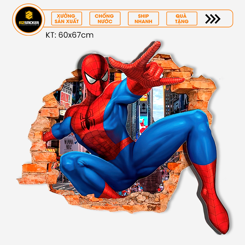 Tranh dán tường 3d chủ đề spiderman