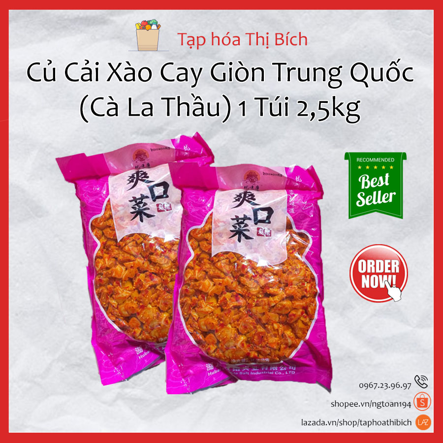 (Cà La Thầu) 1 Túi 2,5kg Củ Cải Xào Cay Giòn Trung Quốc