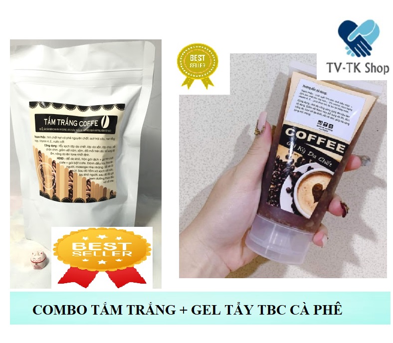 Combo tắm dưỡng cà phê + gel kỳ tế bào chết cà phê - mẫu mới