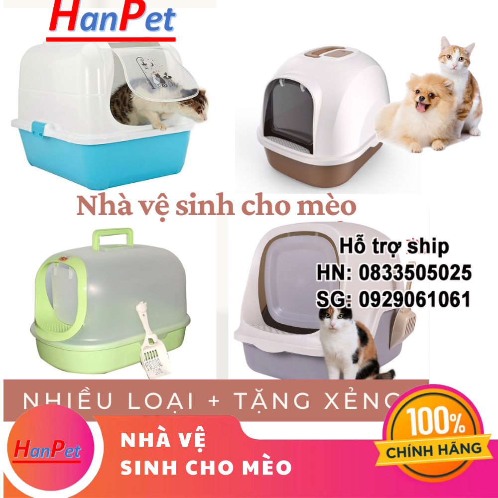 Hanpet  Các loại Nhà vệ sinh cho mèo tặng kèm xẻng nha ve sinh meo - khay đựng cát mèo - cat ve sinh meo - hop dung cat meo - nha meo - long meo -