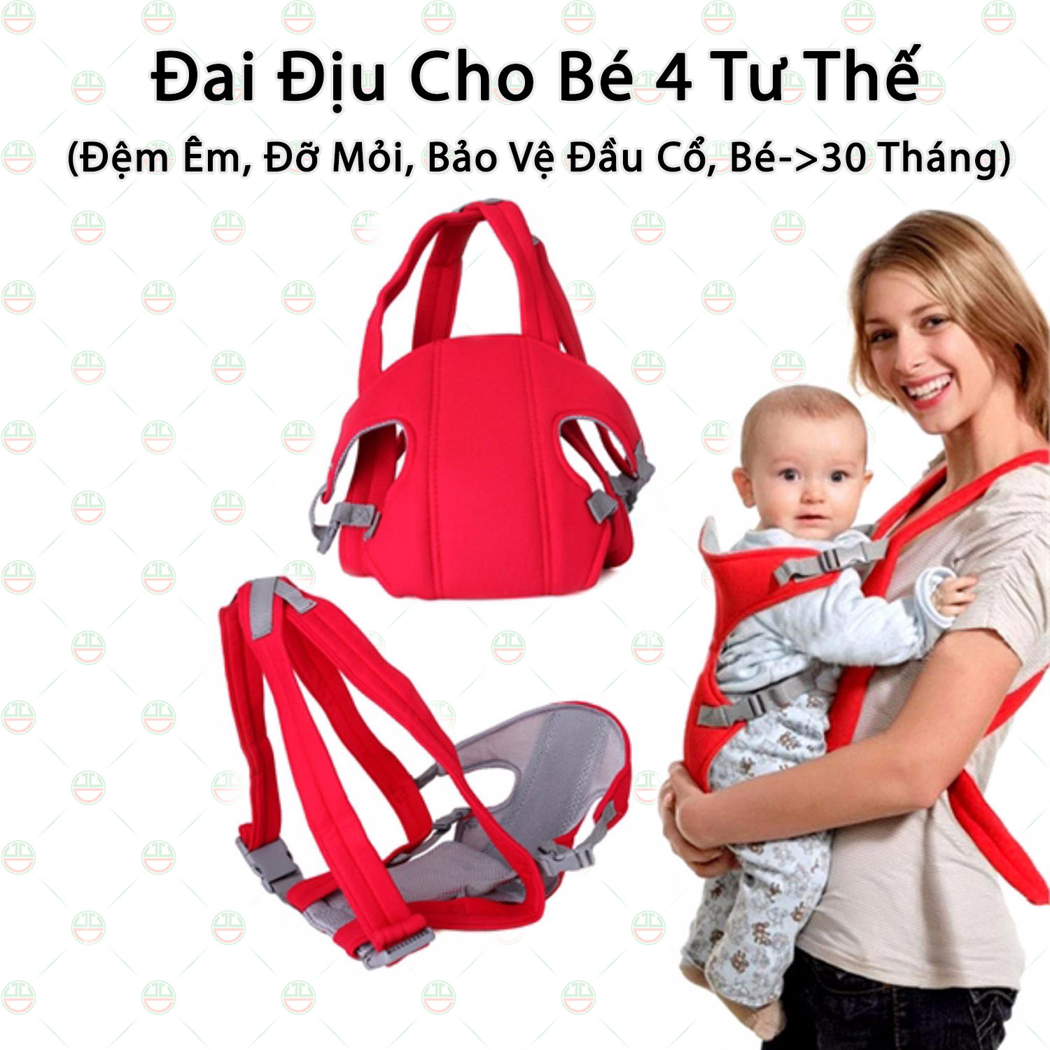 Địu Em Bé 4 Tư Thế, Đai Địu E Bé Cao Cấp -Đai An Toàn Cho Bé - Địu Em Bé 4 Tư Thế - 100% Cotton và bông - Cảm Giác Thoải Mái - Dễ Chịu Cho Bé