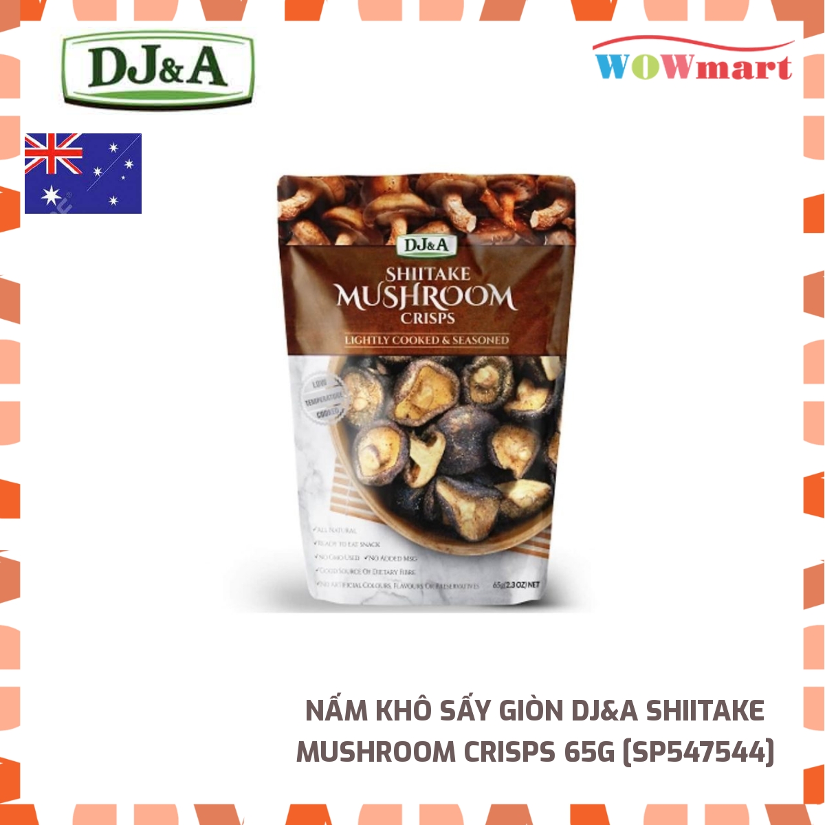 Nấm khô sấy giòn DJ&A Shiitake Mushroom Crisps 65g