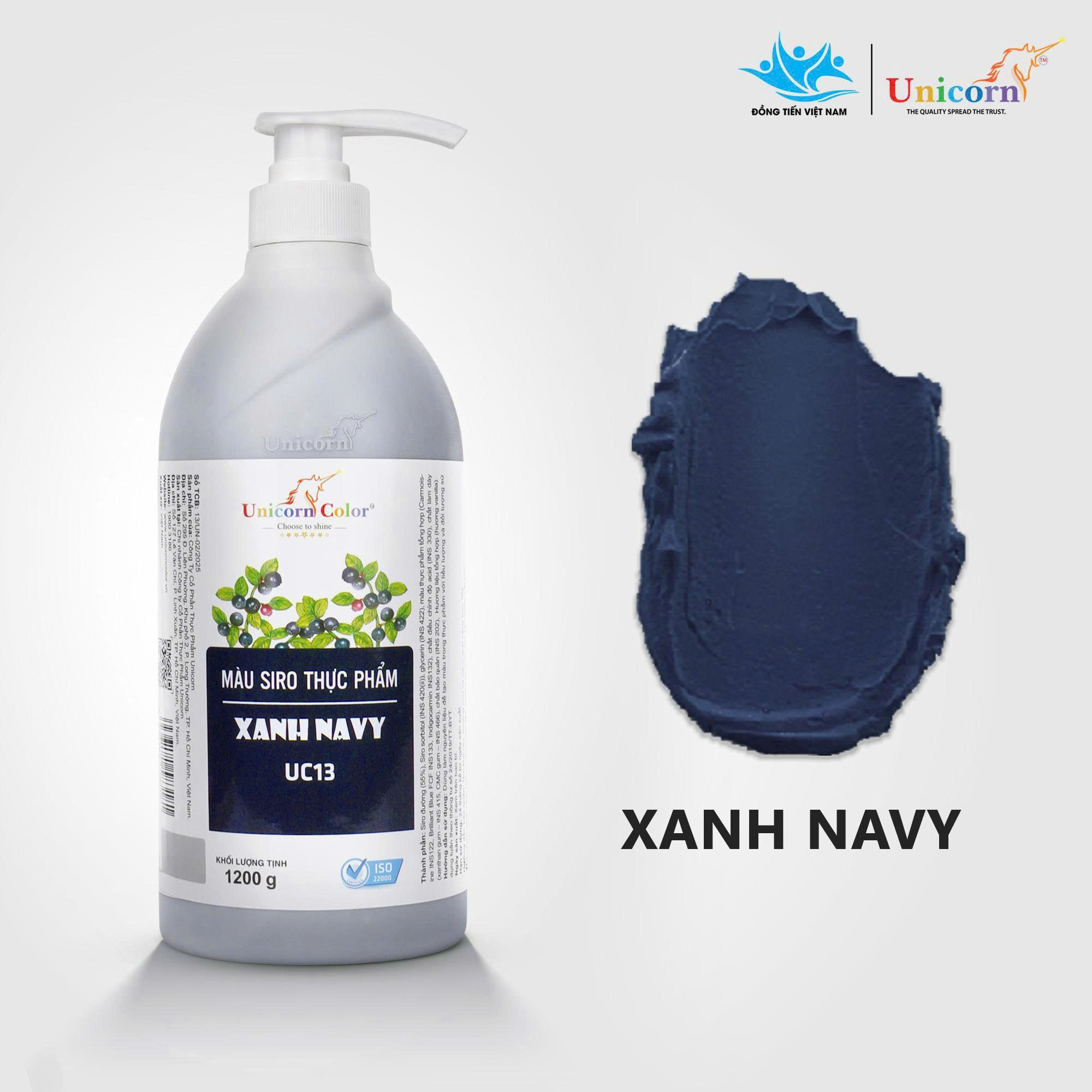 [Chai 1200g] Màu Siro Thực Phẩm Unicorn - Xanh Navy
