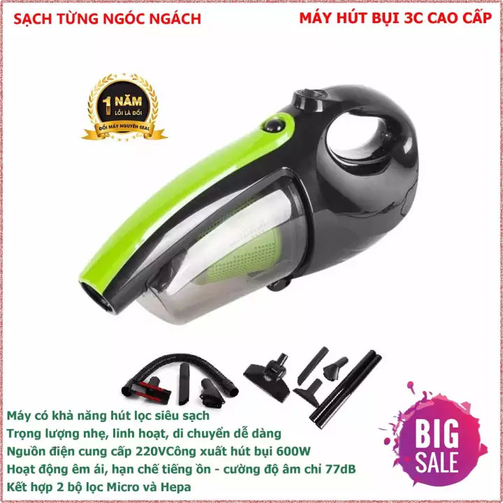 Máy hút bụi gia đình kiểu mới , máy hút bụi cho oto , Máy Hút Bụi Cầm Tay 3C Công Nghệ Lọc Bụi Qua 4 Lớp Và Sự Kết Hợp Nhiều Dạng Đầu Khác Nhau Nhanh Chóng Hút Mọi Bụi Bẩn.