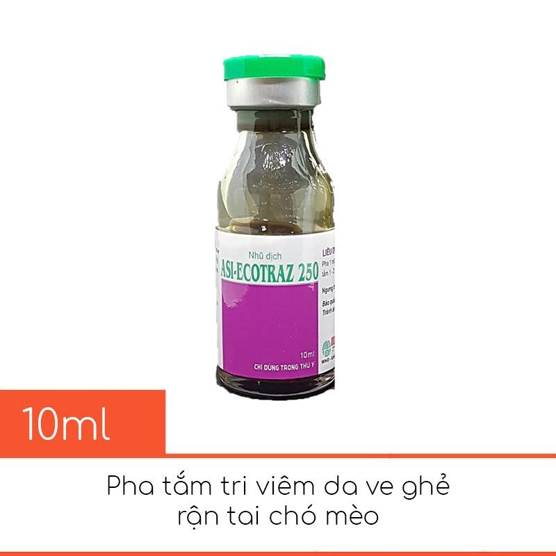 1 lọ Ecotraz 250 10ml Pha tắm phòng trừ ve rận,  ghẻ, bọ chét trên chó mèo và môi trường xung quanh chỗ nằm