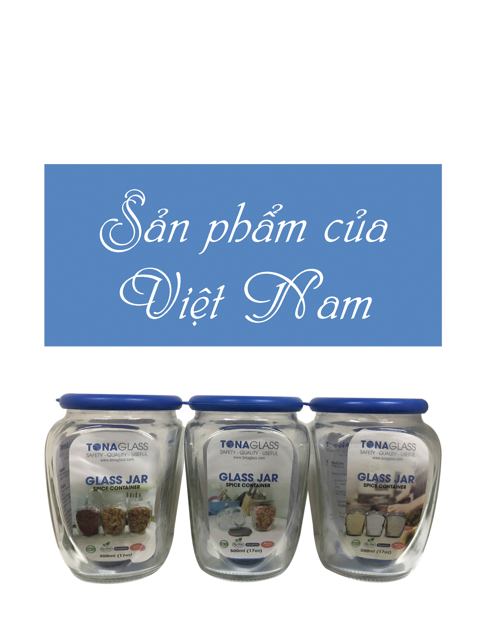 Bộ 3 hũ thủy tinh vuông Tonaglass 500ml nắp nhựa