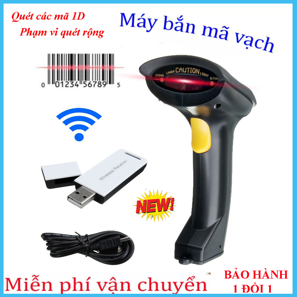 Máy Quét  Mã Vạch,  Máy Bắn Mã Vạch Không Dây  Cực Nhanh, Quét Mã Vạch Hàng Hóa,, Nhỏ, Gọn, Tiện Dụng, Công Nghệ Laser Tiên Tiến , Sale-50%, Bảo Hành 3 Tháng 1 Đổi 1 Trên Toàn quốc- Mua Ngay , giá giảm sốc
