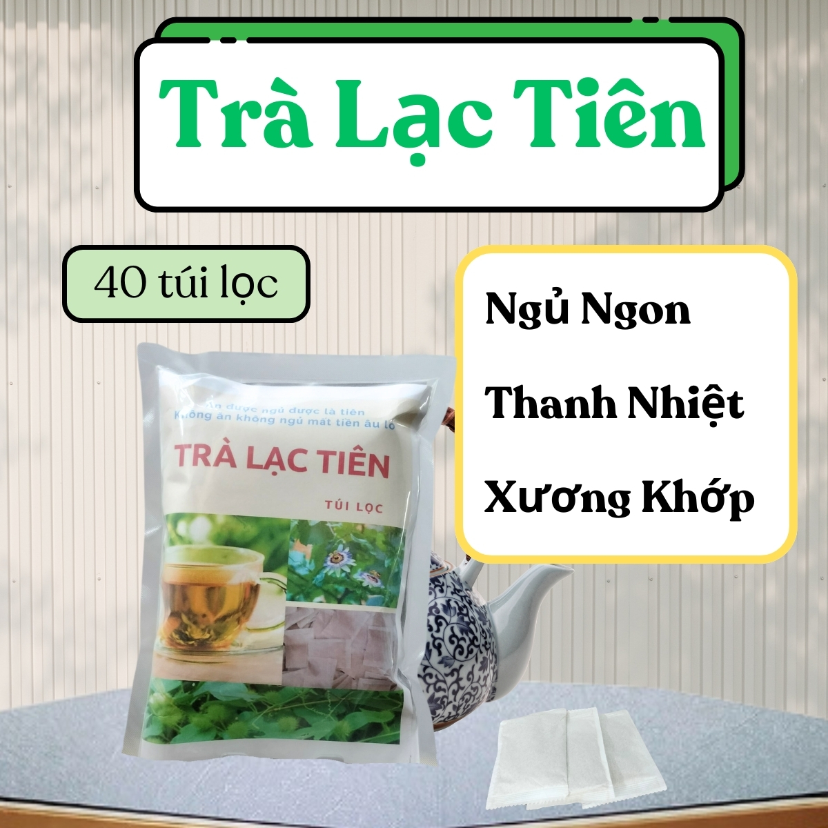 TRÀ AN THẦN LẠC TIÊN, giảm mất ngủ, giảm căng thẳng, giảm stress, Trà Túi Lọc - 1 bịch - 40 Túi lọc, Trà Đông Y Việt