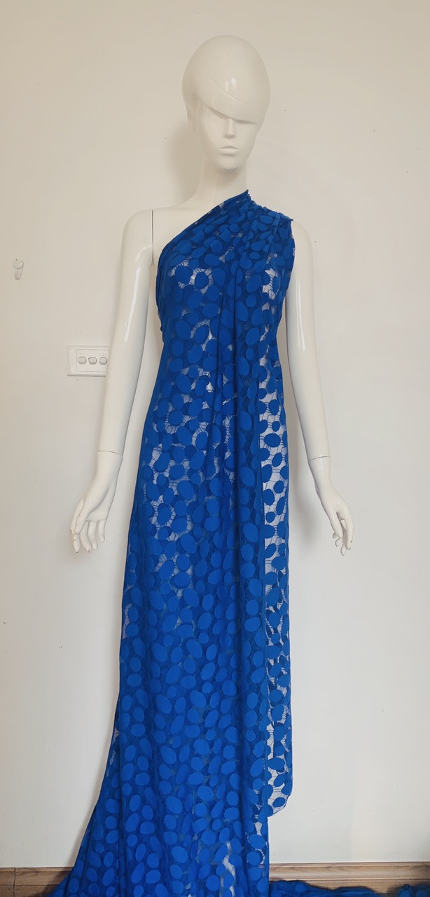 3m Vải ren màu xanh dương chất đẹp, khổ 1mx1m50