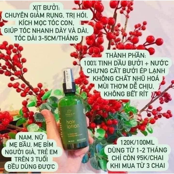 Xịt bưởi Vijully, Tinh dầu bưởi kích mọc tóc , Kèm vòi xịt
