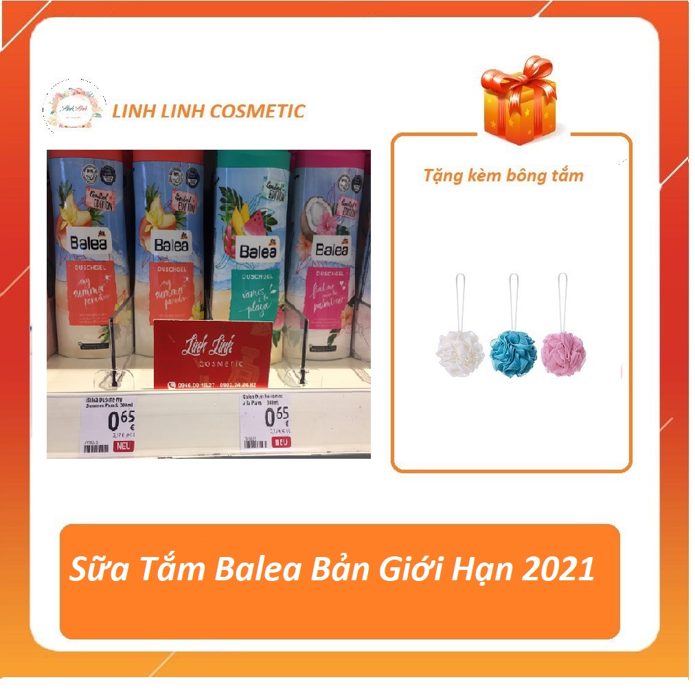 (tặng bông tắm) 300ml sữa tắm Balea Bản giới hạn 2021 – Nội địa Đức - linh linh cosmetic