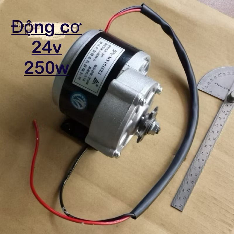 Động cơ giảm tốc 24v 250w chổi than, tốc độ 300v/p, mô men xoắn 2750v/p, dây đồng, vỏ nhôm đúc, dùng để kéo tời, bạt, đề máy, xe điện