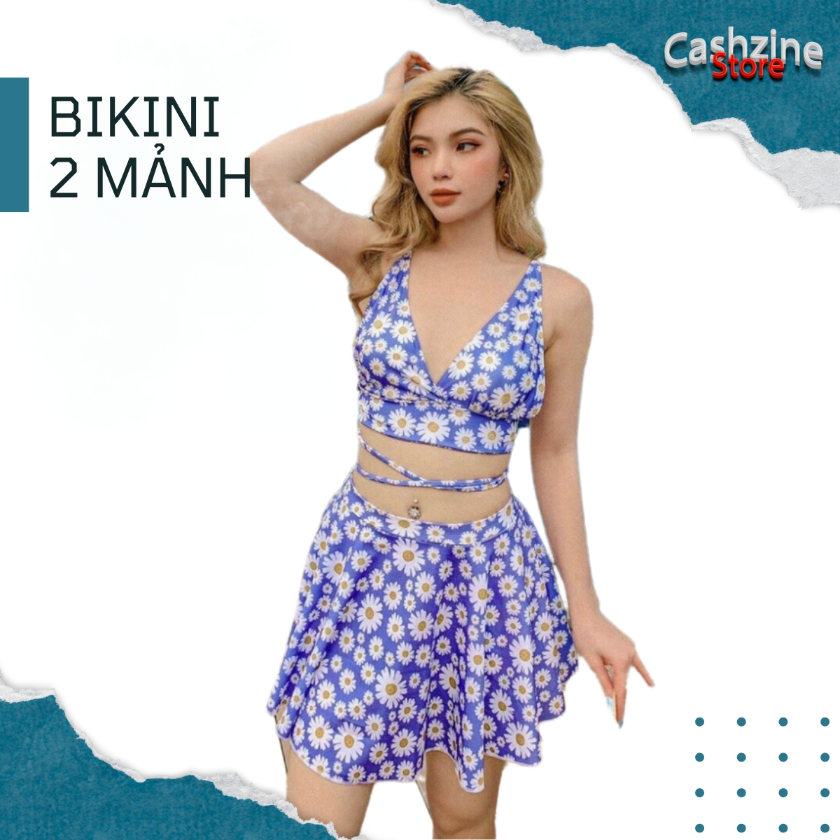 Đồ bơi đi biển, Đồ bơi 2 mảnh váy hoa chất liệu thun co dãn thời trang