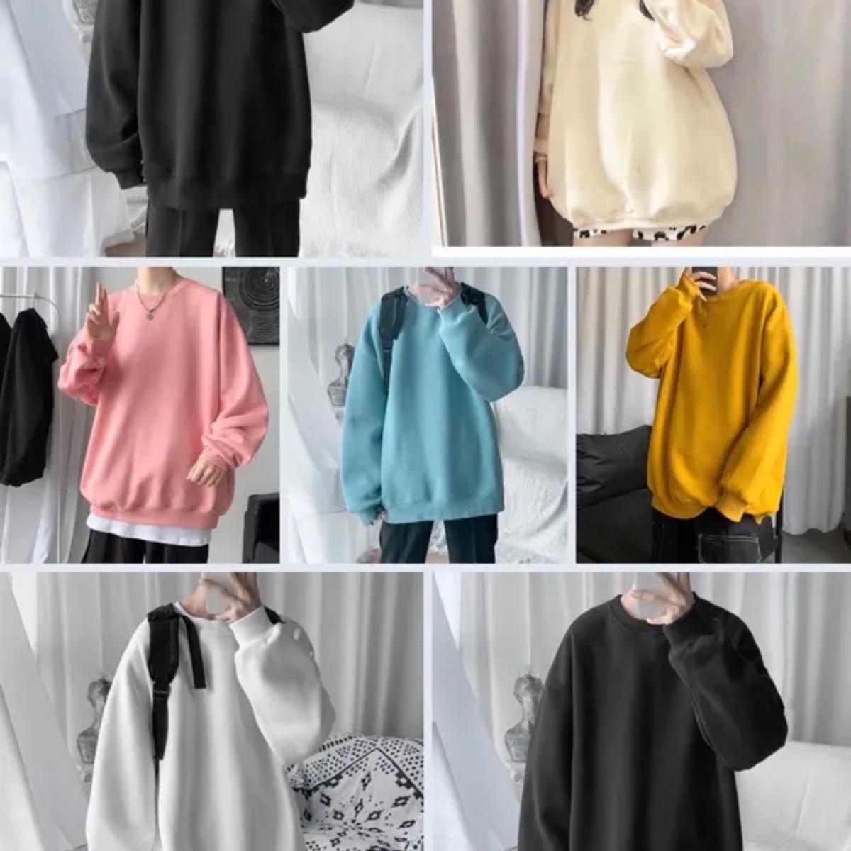 Áo sweater trơn không cổ các màu