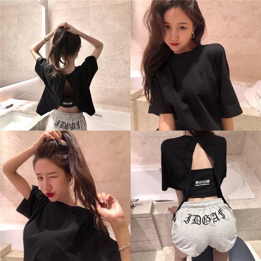 Áo kiểu nữ croptop kiểu hở lưng thời trang mới KLA71
