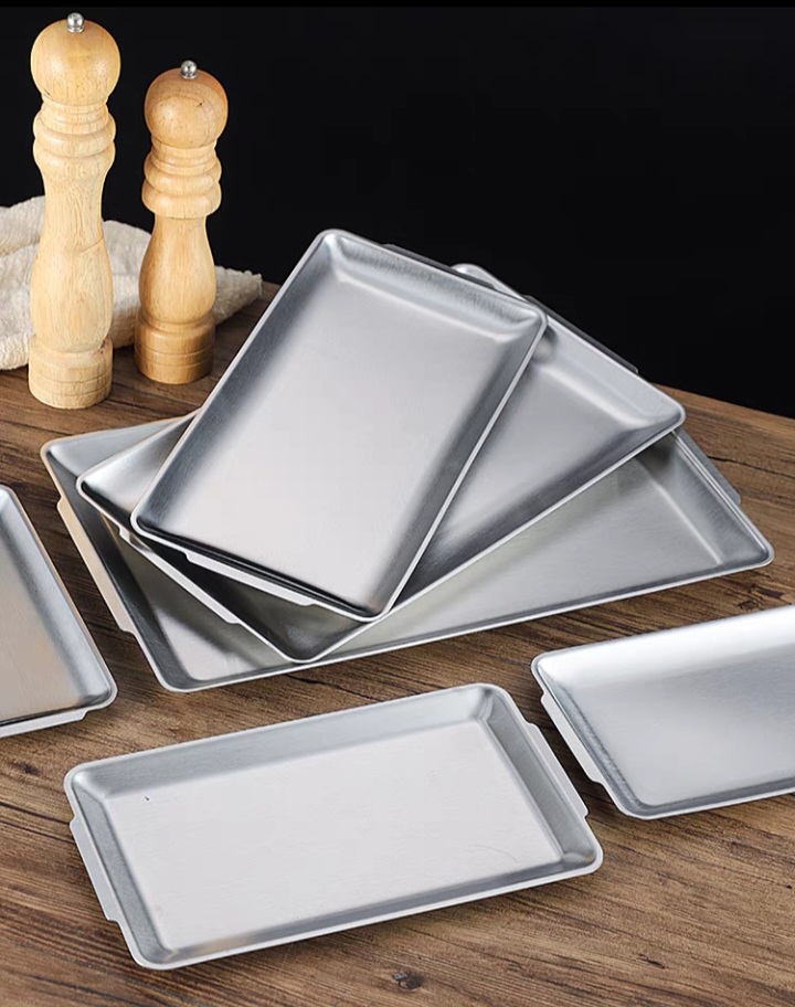 Đĩa Inox Hàn Quốc, khay Inox Hàn Quốc hình chữ nhật Đựng thực phẩm - Đĩa Chữ Nhật Hàn Quốc