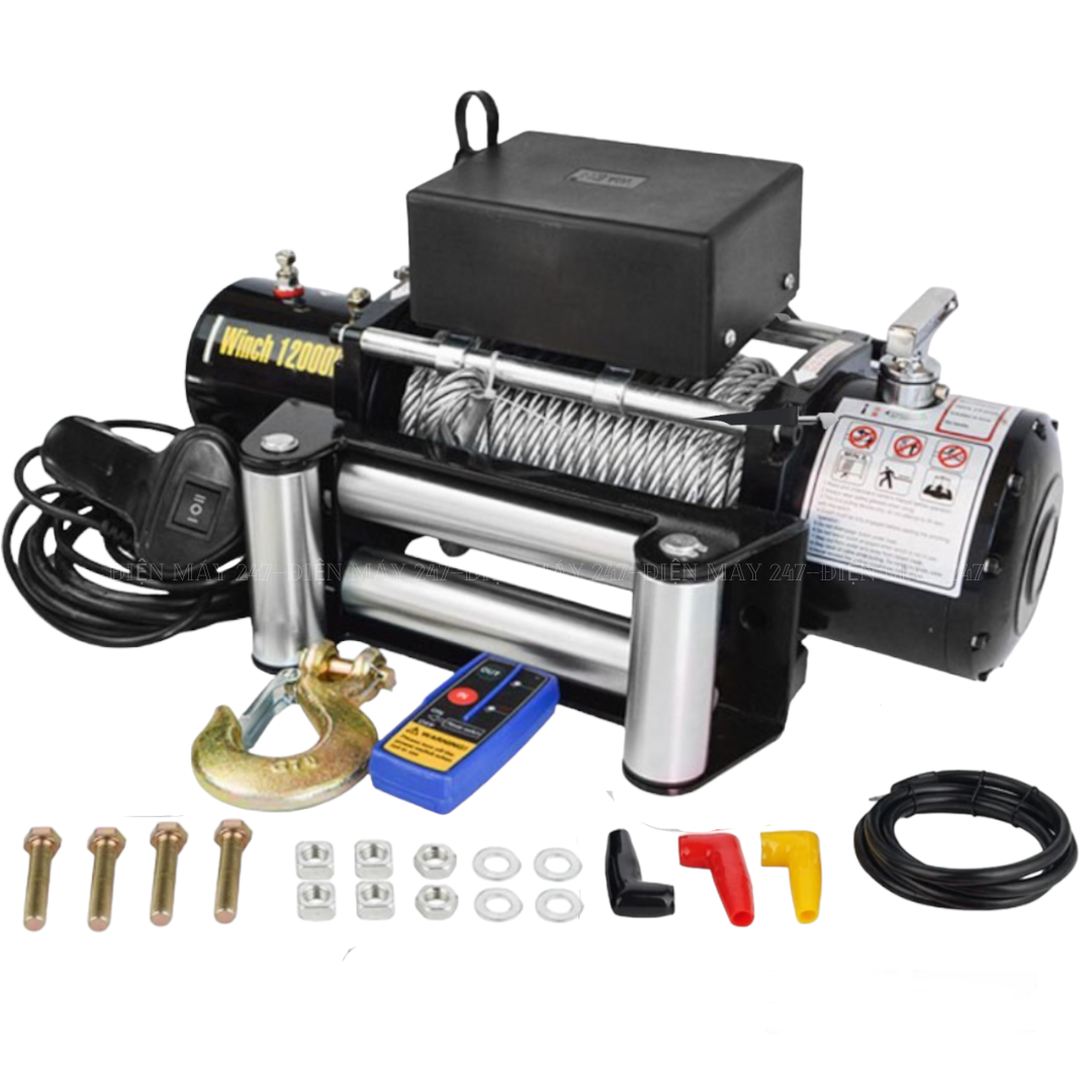 Tời cứu hộ 12v ác quy 12000lbs trọng tải kéo 5400kg
