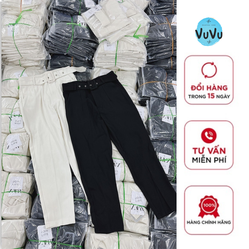 Quần baggy cạp cao 2 màu đen - be đủ size s m l xl