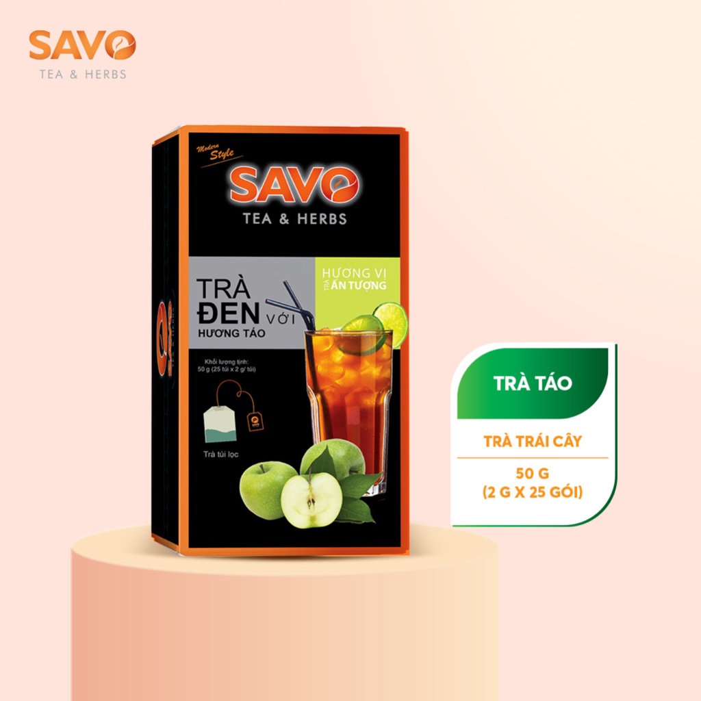 Trà táo túi lọc savo - hộp 25 gói x 2g