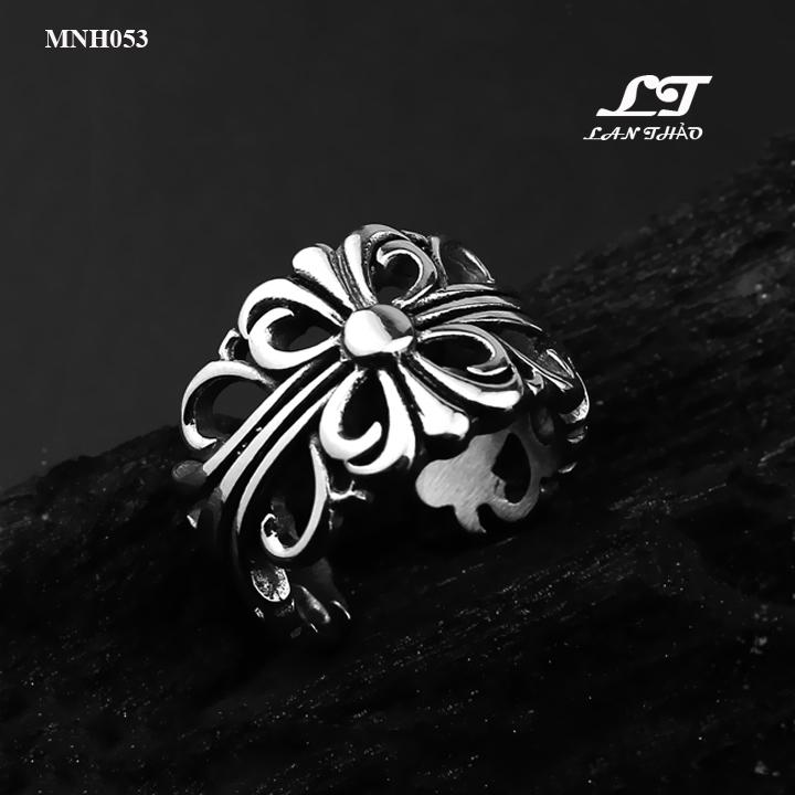 Nhẫn hở nam chrome heart phong cách Viking ver5 Không đen không gỉ sét MNH053