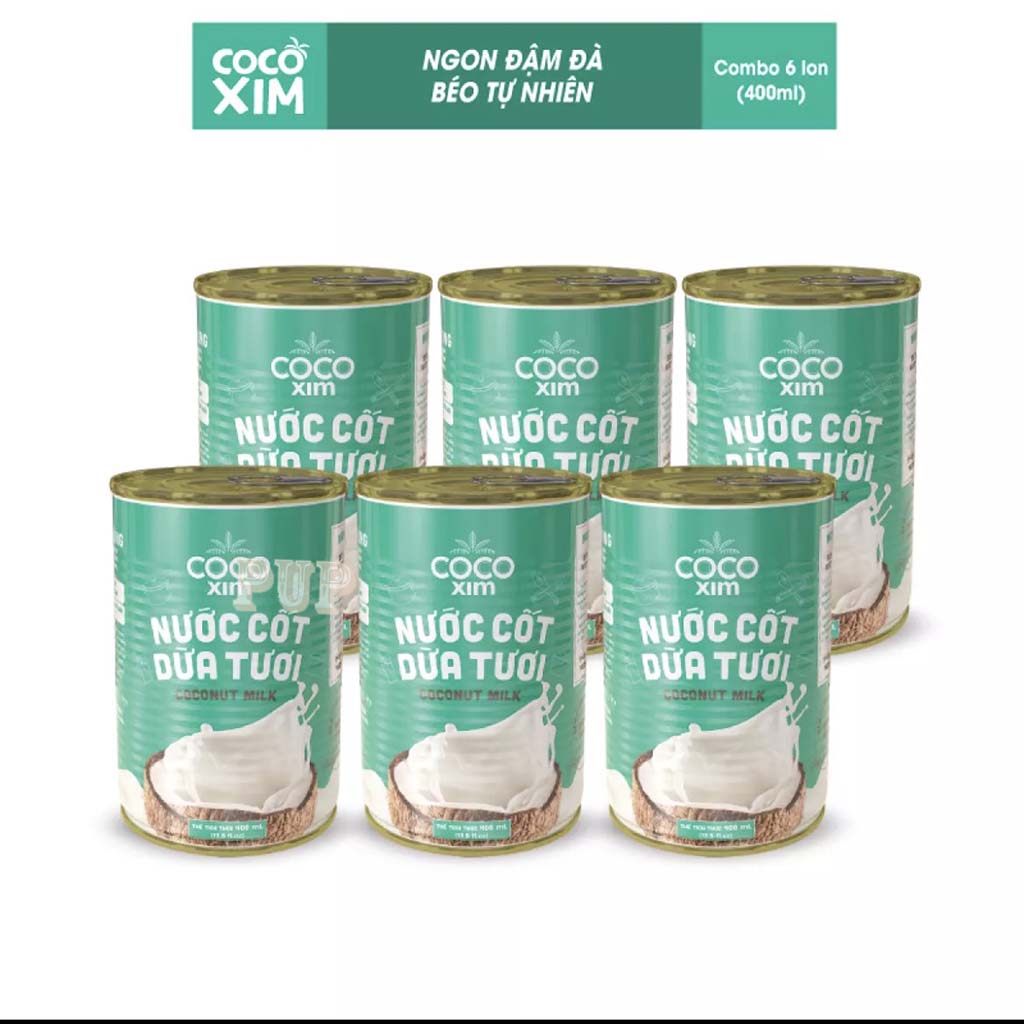 6 lon nước cốt dừa tươi coconut milk cocoxim 400ml -pupstore