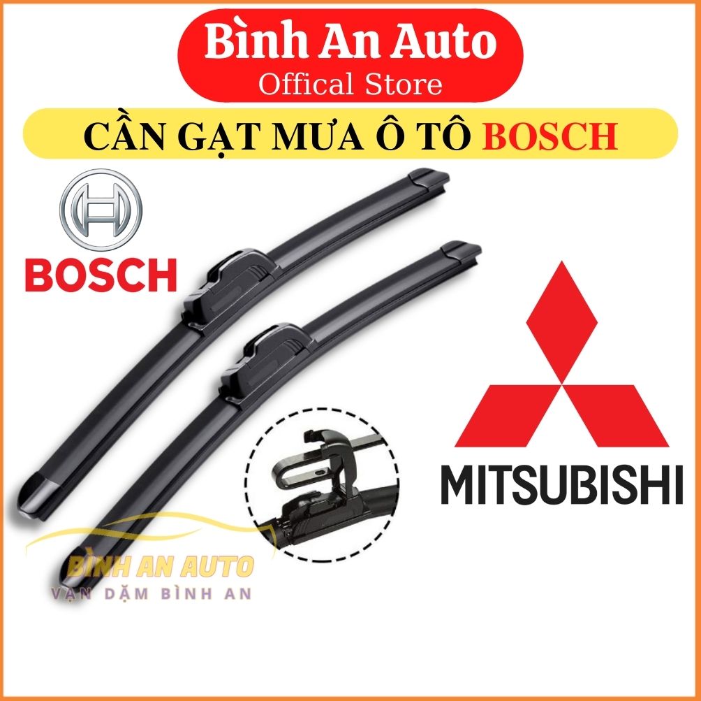 Cần gạt mưa MITSUBISHI XPANDER, ATTRAGE, MIRAGE, OUTLANDER, TRITION, LANCER, ZINGER, GRANDIS, JOLIE - Loại BOSCH AEROFIT không xương Silicone, loại BOSCH ECOPLUS thân cứng xương sắt