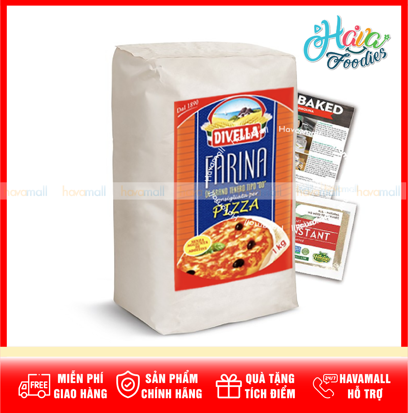 [TẶNG MEN + CÔNG THỨC] Bột Trộn Sẵn Chuyên Làm Pizza Farina 1kg