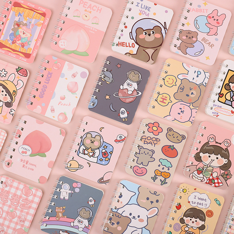 Sổ tay gáy lò xo A7 mini hình động vật cute có dòng kẻ