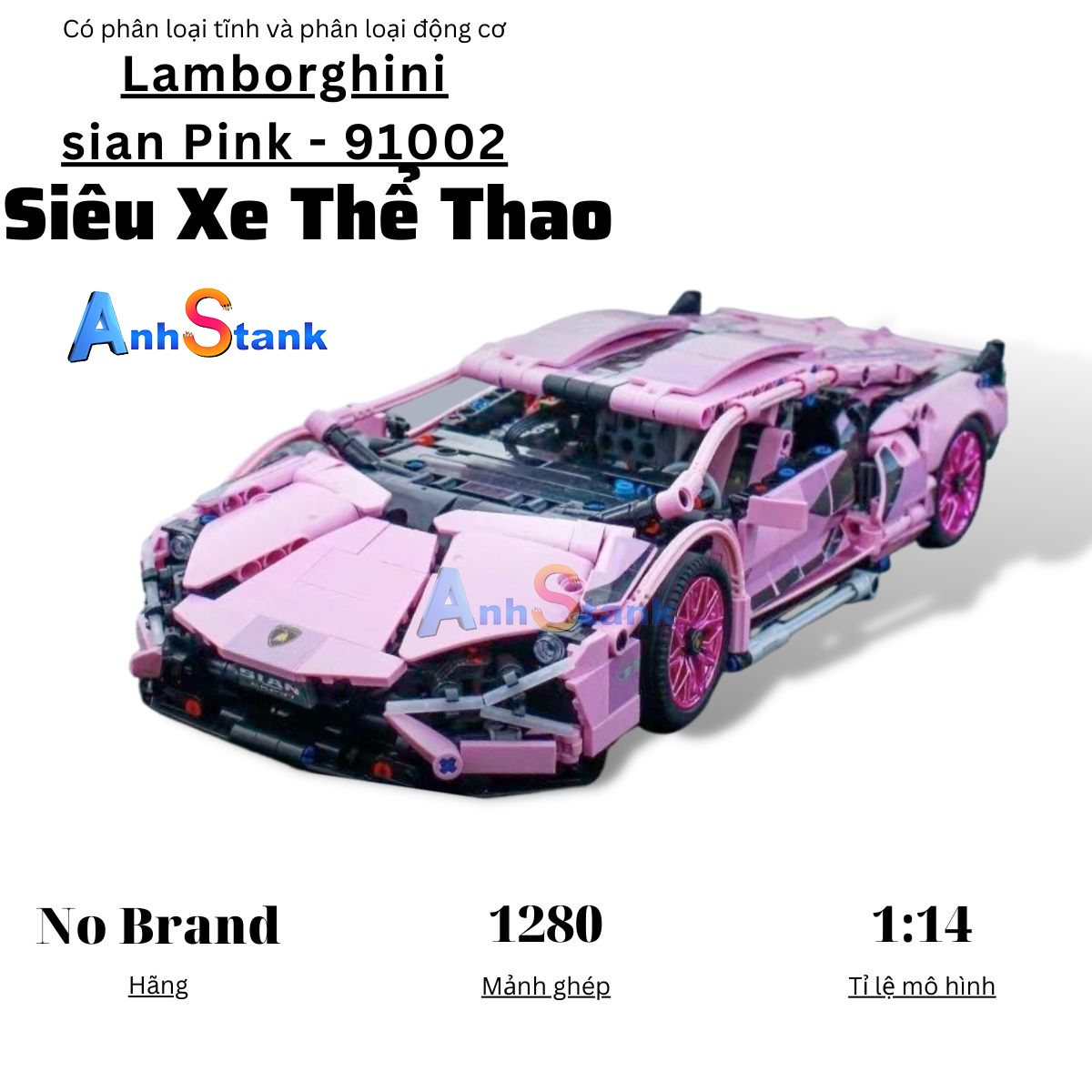 Mô hình siêu xe lắp ráp technic Lamborghini Sian FKP37 Pink tỉ lệ ...