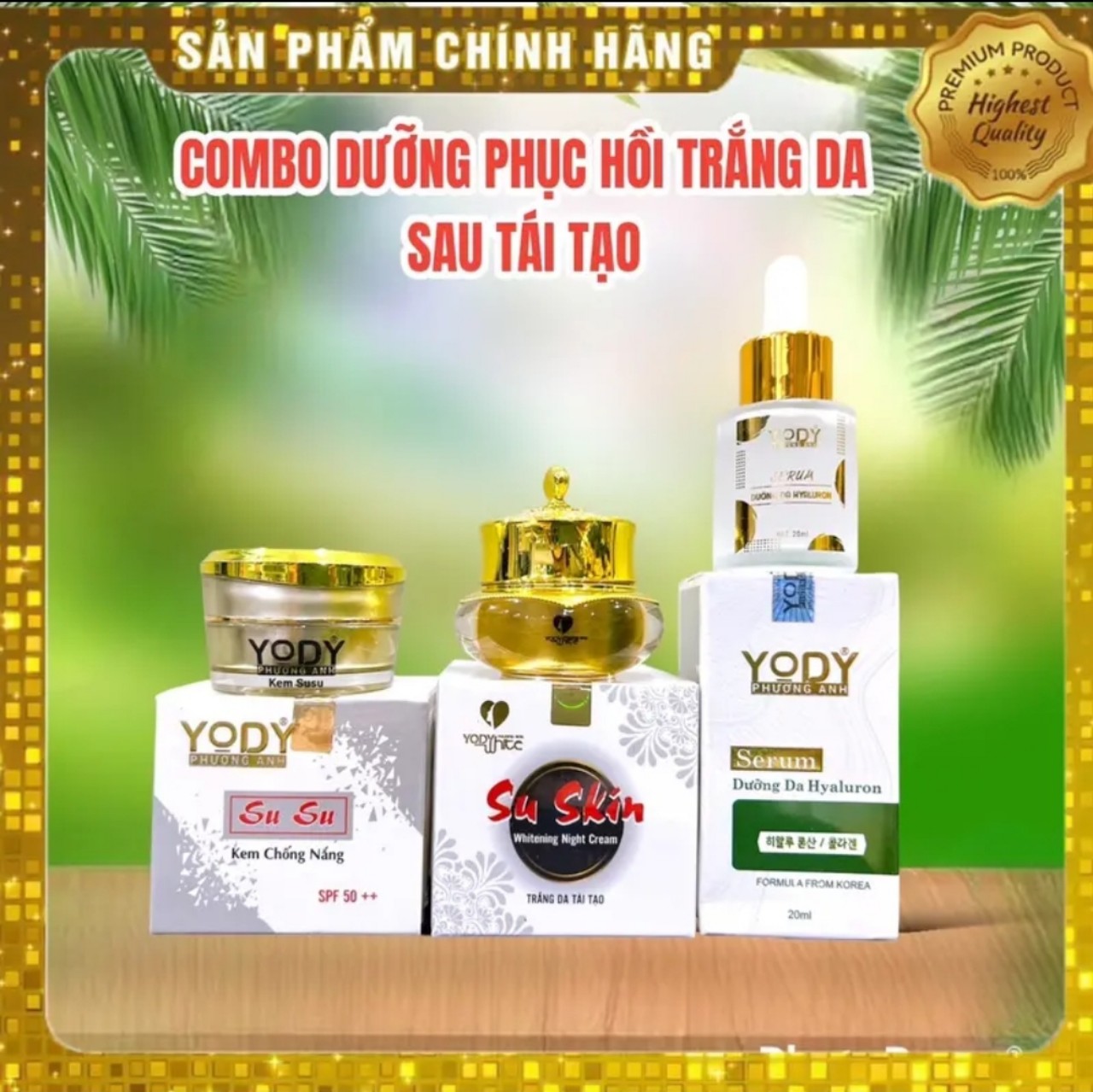 Combo Serum dưỡng phục hồi sau tái tạo Phương Anh + Kem ngày 3X + Kem chống nắng Yody White