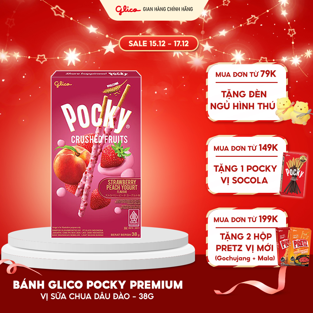 Hộp Lẻ - Bánh Que Pocky Premium Trái Cây Nghiền Vị Sữa Chua Dâu Đào 38g
