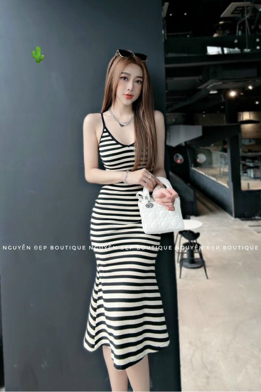 ĐẦM 2 DÂY BODY THUN LỤA ĐUÔI CÁ NHÚN VIỀN
