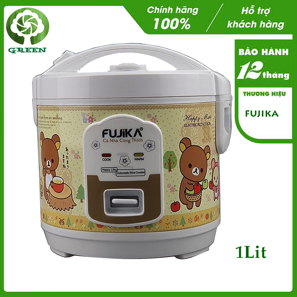 Nồi Cơm Điện 1L Fujika FJ-NC1005 Công Suất 400W Lồng Men Chống Dính Cho 2,3 Người Ăn