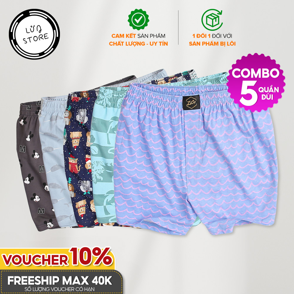 Combo 5 quần đùi nam mặc ngủ thun cotton mềm mại LỬNG STORE