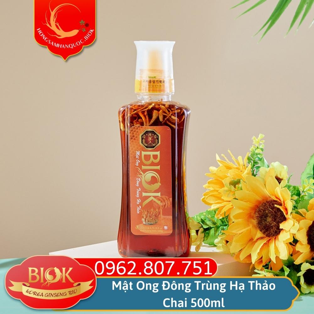 Mật ong đông trùng hạ thảo BIOK chai 500ml, Thức uống hỗ trợ nâng cao sức khỏe, Nấm đông trùng hạ thảo ngâm mật ong