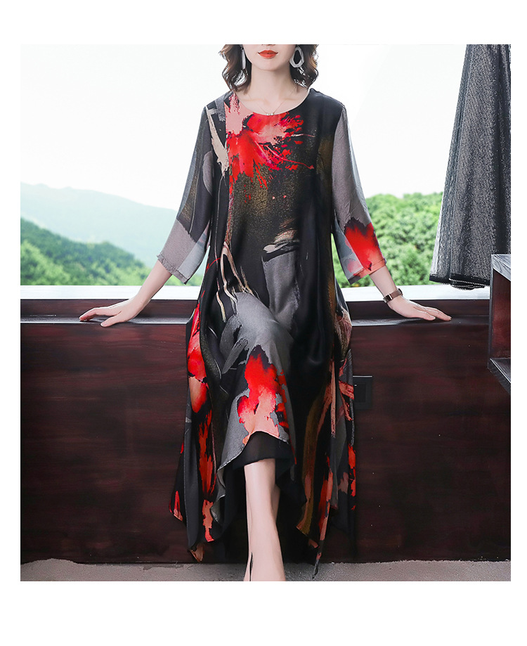 Đầm trung niên đầm quý bà bigsize đầm họa tiết - dqb8869