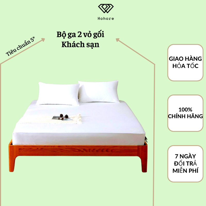 Bộ ga nệm 2 vỏ gối cho khách sạn và nhà nghỉ cao cấp chất liệu vải cotton cvc trắng trơn đủ size, sử dụng cho nệm dày 5cm-27cm