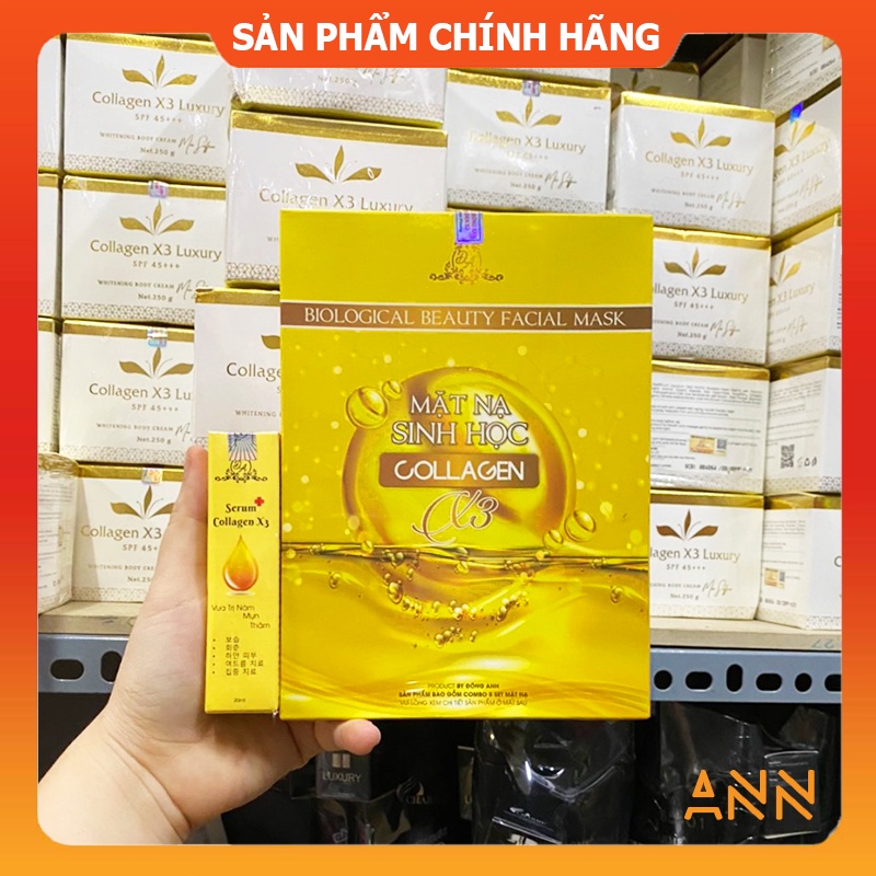 Combo Serum nám Đông Anh căng bóng da Collagen X3 Luxury + Mặt nạ Colagen X3 - Mỹ phẩm Đông Anh