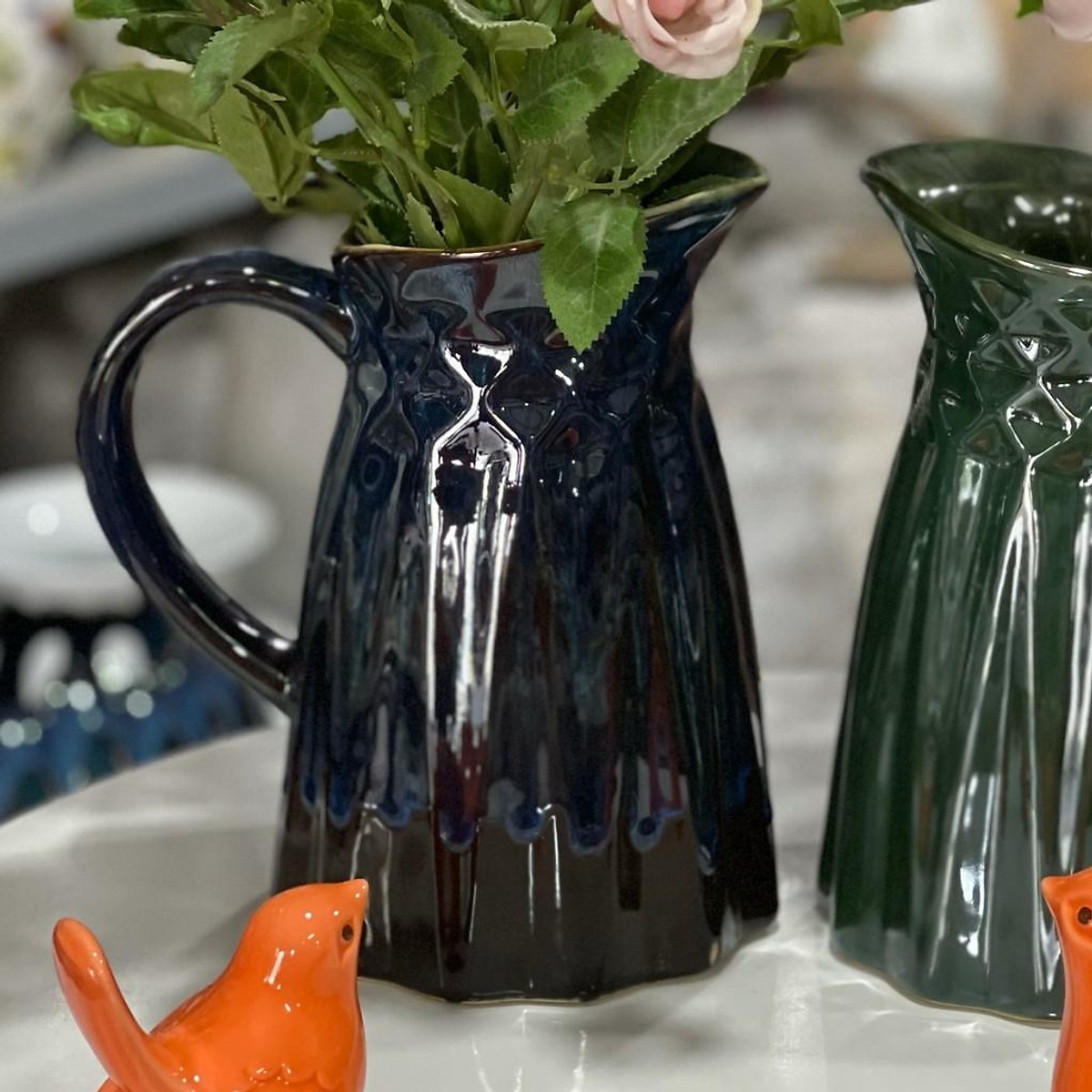 Lọ hoa bình hoa tay cầm - dáng bình sữa men hỏa biến - Gốm sứ Bát Tràng -  TRUNG HANH BAT TRANG CERAMICS